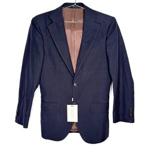 SUITSUPPLY Size 34‎ Lazio Int Navy Linen Wool Sport Coat Blazer P4809I